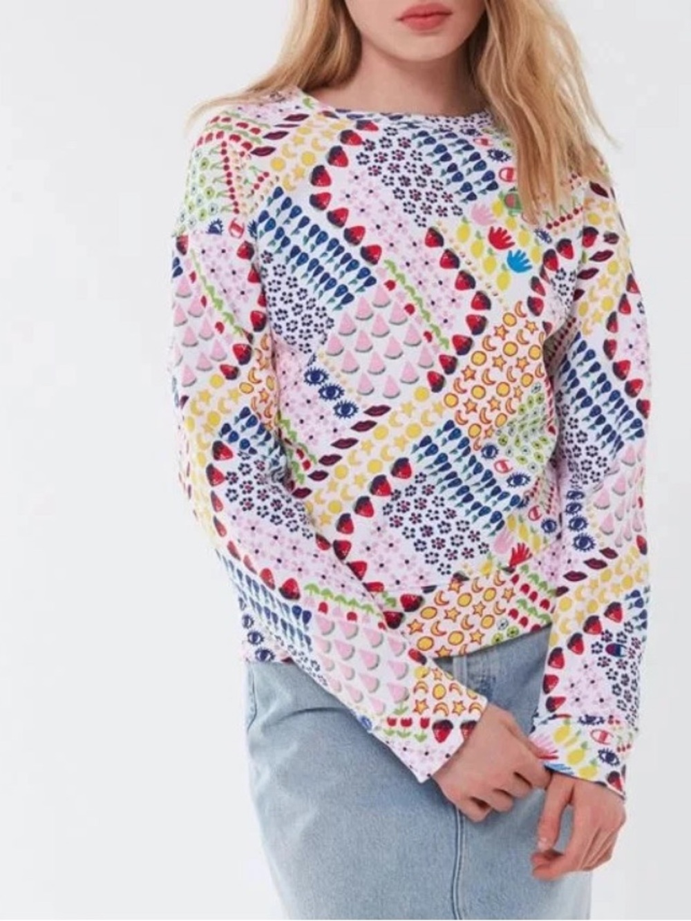 Champion x Susan Alexandra Fruit Eye Moon Reverse Weave cotton crew pullover